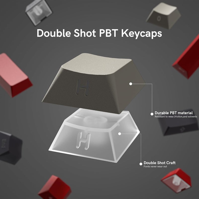 Rainy75 Shine Through Double Shot PBT Keycaps Set, Cherry Profile Custom Keycaps 60 65 75 100 Percent for 61/64/68/84/87/100/104/108 Retro Gaming Mechanical Keyboard, Purple Gray Red - Image 4